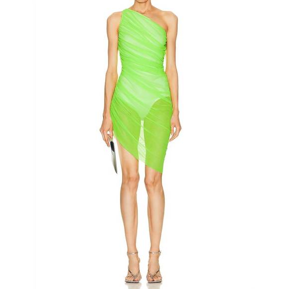 NEW NORMA KAMALI diana mini dress in neon green - Picture 1 of 5